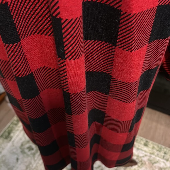 Kim Rodgers Red Black Plaid Check Button-Up Long Spandex Shirt Final Sale - Picture 9 of 9